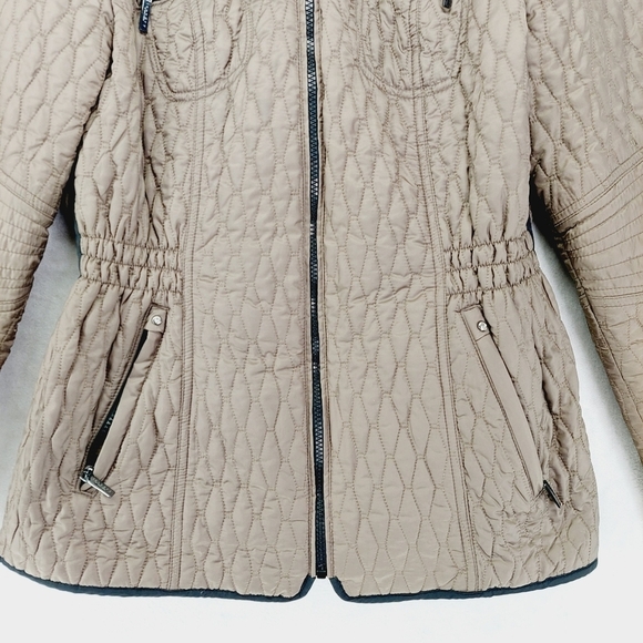 Laundry By Shelli Segal Brown Long Sleeve Zip Up Puffer Jackets Z8 - Picture 2 of 9